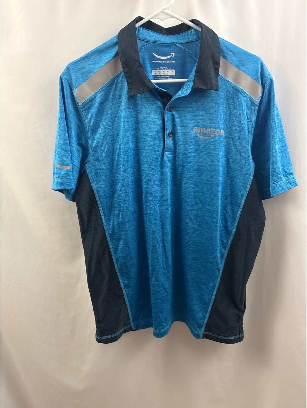 Amazon Men's High Heat Polo Shirt Size Medium Blue Employee Worker Uniform